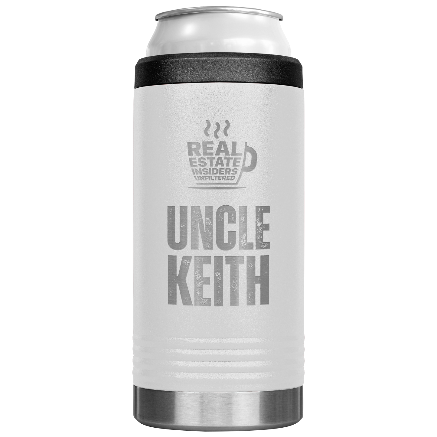 Uncle_Keith_Slim_Can_Cooler_12oz_Koozie_Main_White_Mockup.png