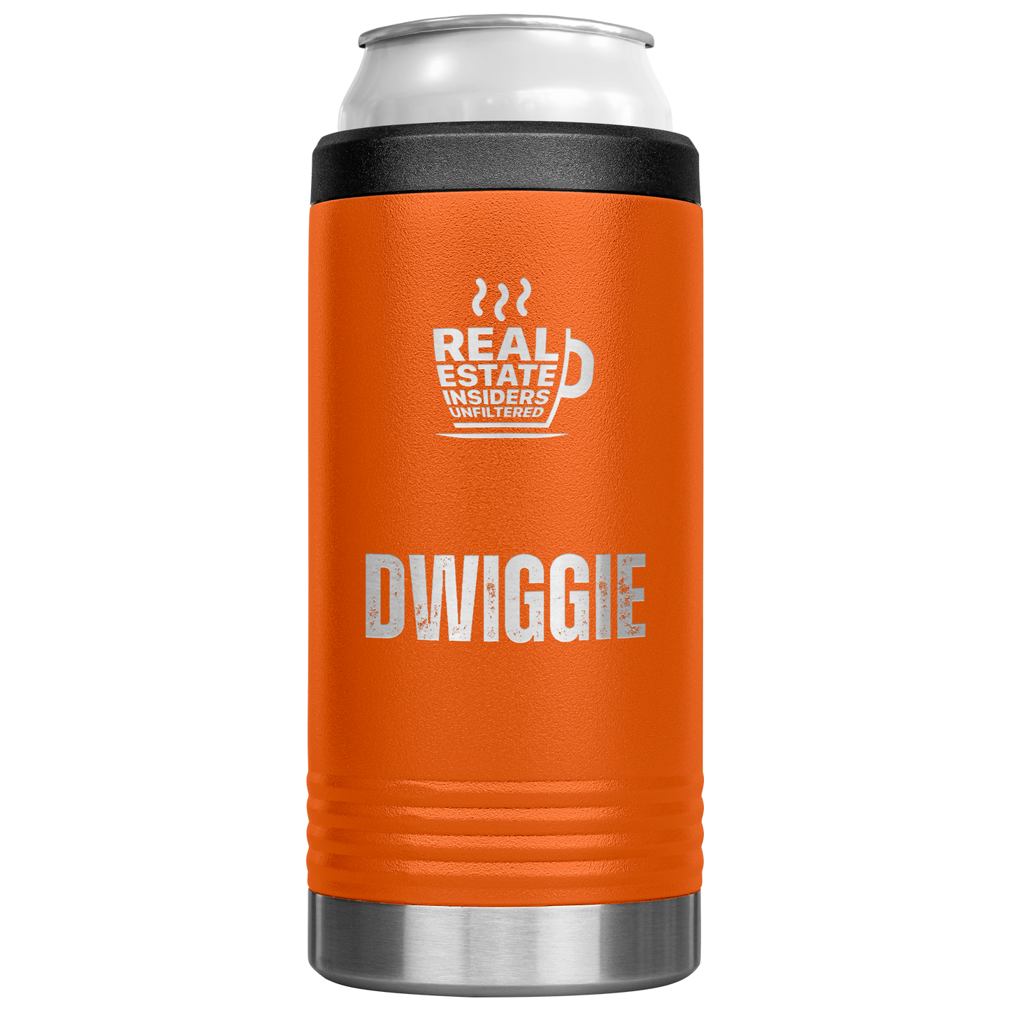 Dwiggie_Slim_Can_Cooler_12oz_Koozie_Main_Orange_Mockup.png